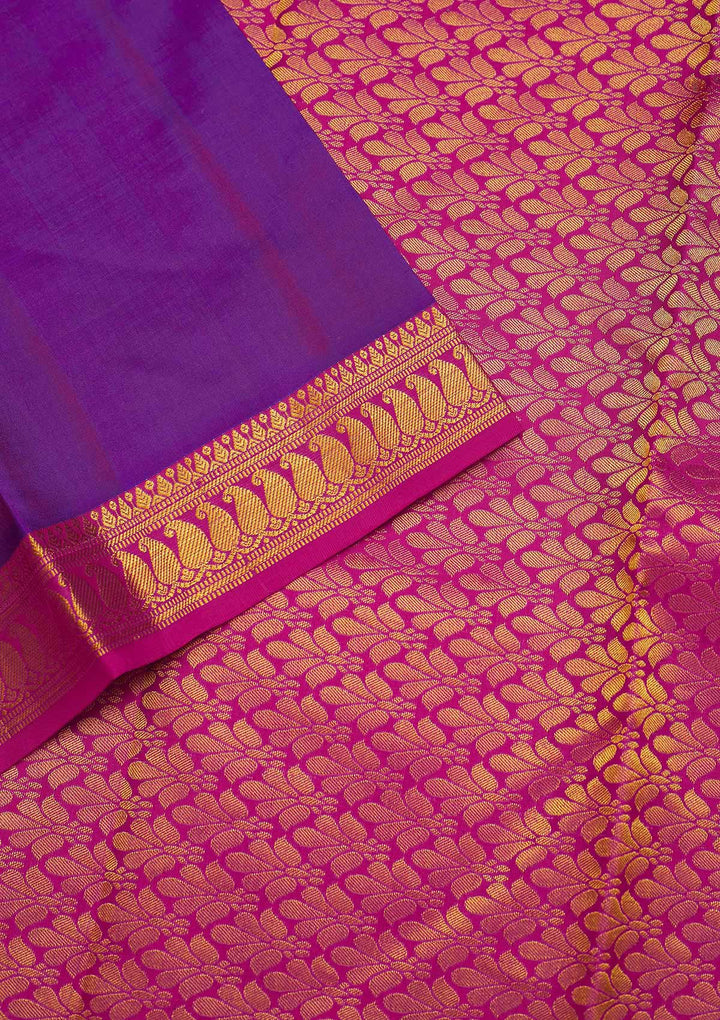 Purple Zariwork Pure Silk Saree-Koskii