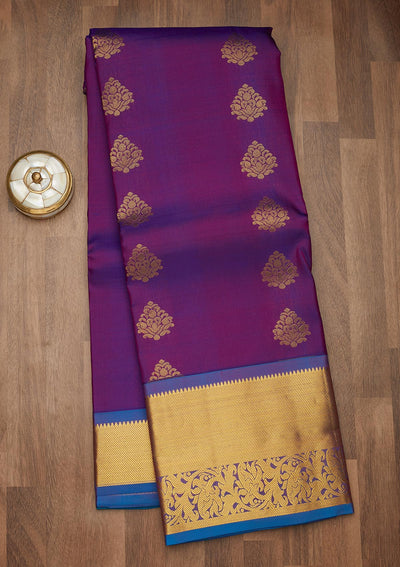 Purple Zariwork Pure Silk Saree-Koskii