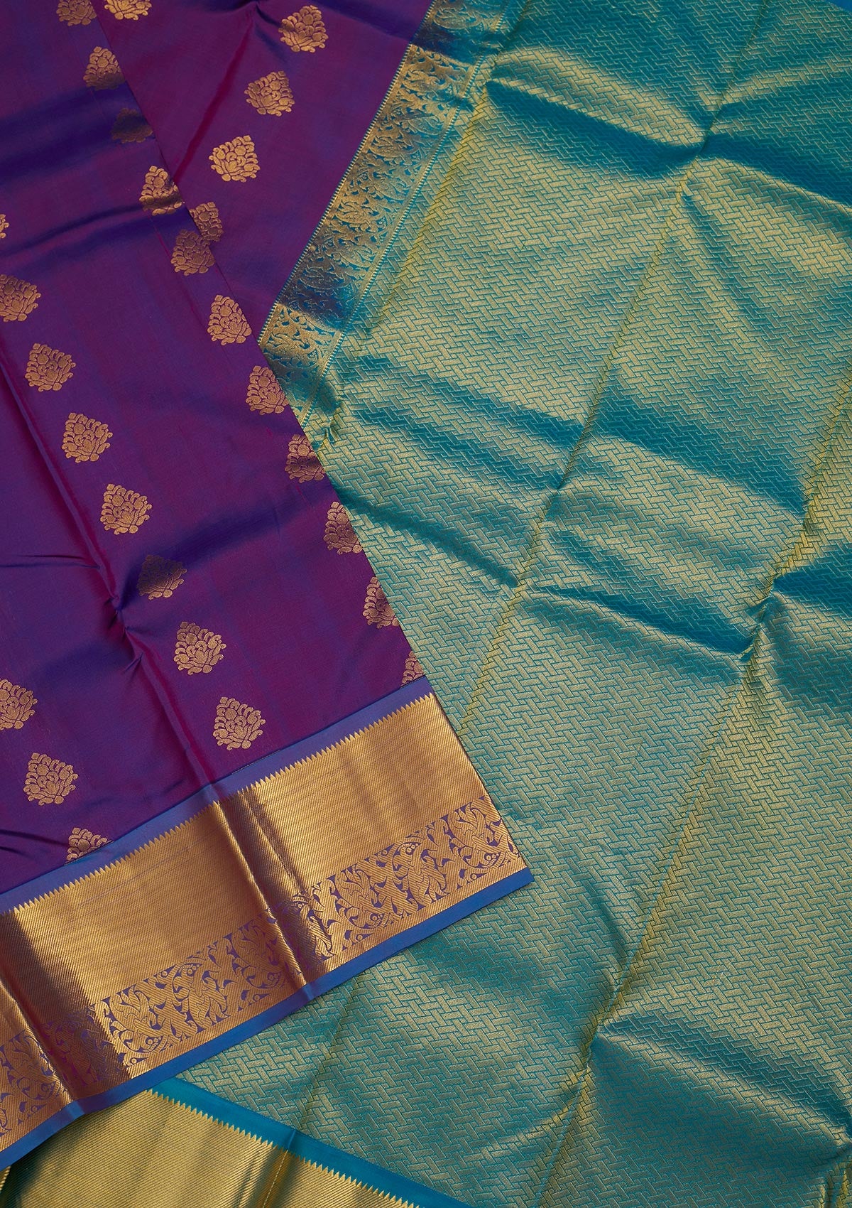 Purple Zariwork Pure Silk Saree-Koskii