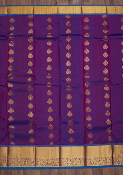 Purple Zariwork Pure Silk Saree-Koskii