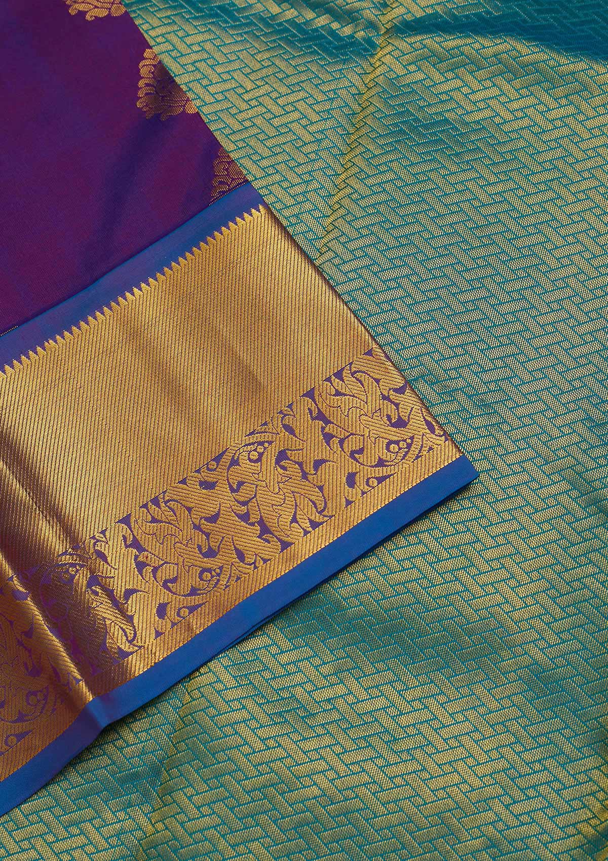 Purple Zariwork Pure Silk Saree-Koskii