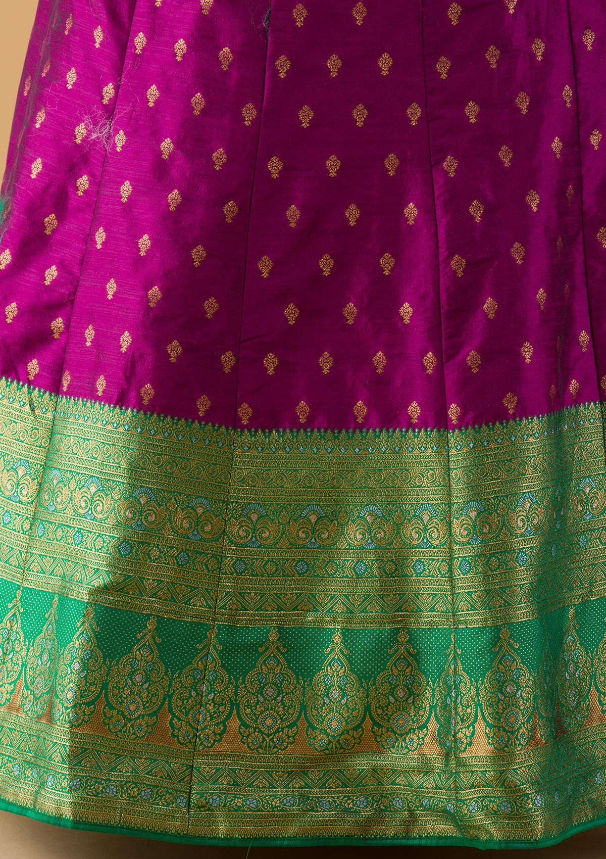 Purple Zariwork Raw Silk Lehenga-Koskii