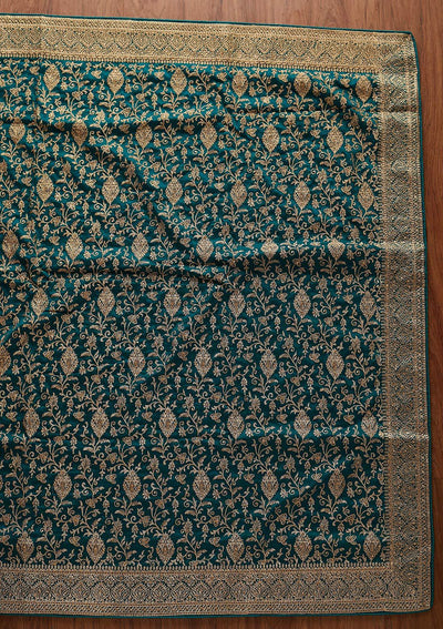 Rama Green Zariwork Art Silk Designer Saree - koskii