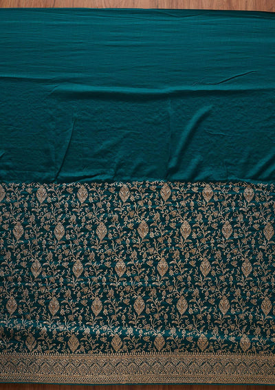 Rama Green Zariwork Art Silk Designer Saree - koskii