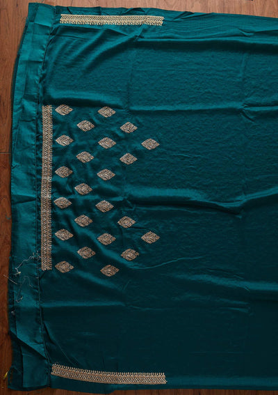 Rama Green Zariwork Art Silk Designer Saree - koskii