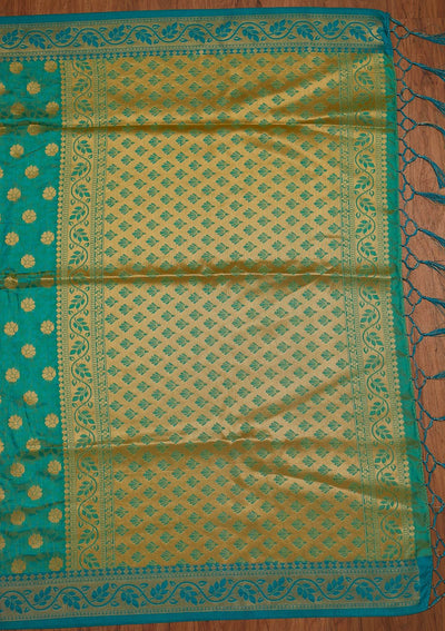 Rama Green Zariwork Art Silk Designer Saree - koskii