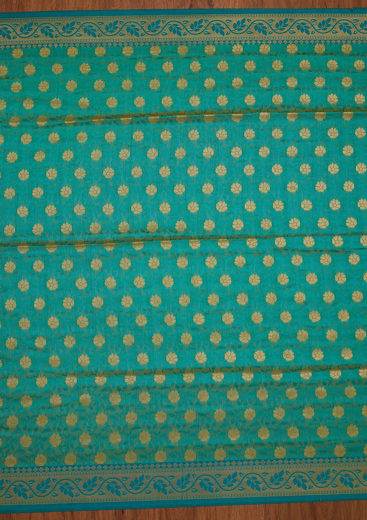 Rama Green Zariwork Art Silk Designer Saree - koskii