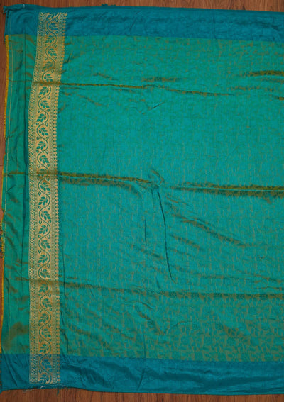 Rama Green Zariwork Art Silk Designer Saree - koskii