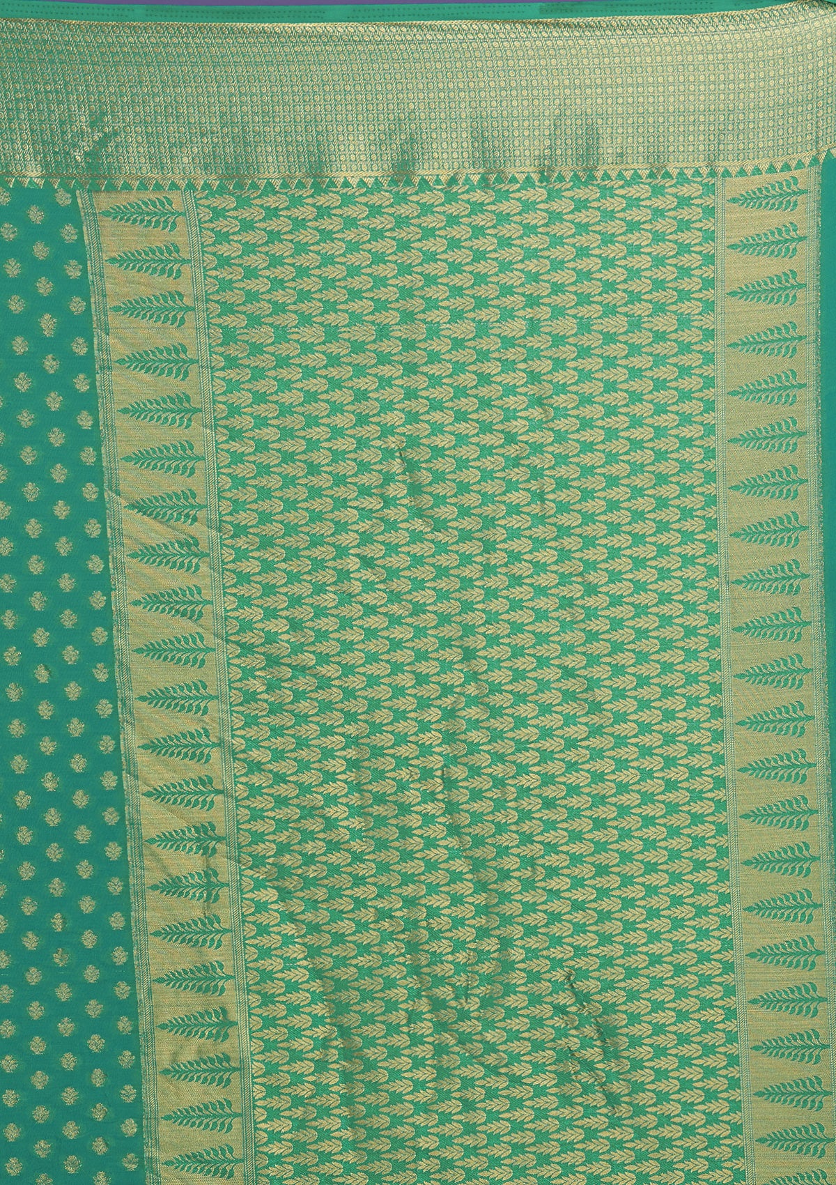 Rama Green Zariwork Art Silk Saree-Koskii