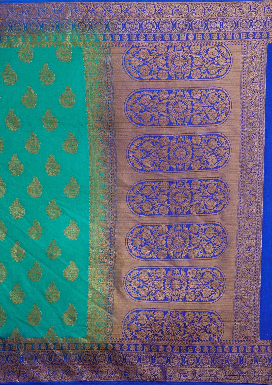 Rama Green Zariwork Art Silk Saree-Koskii