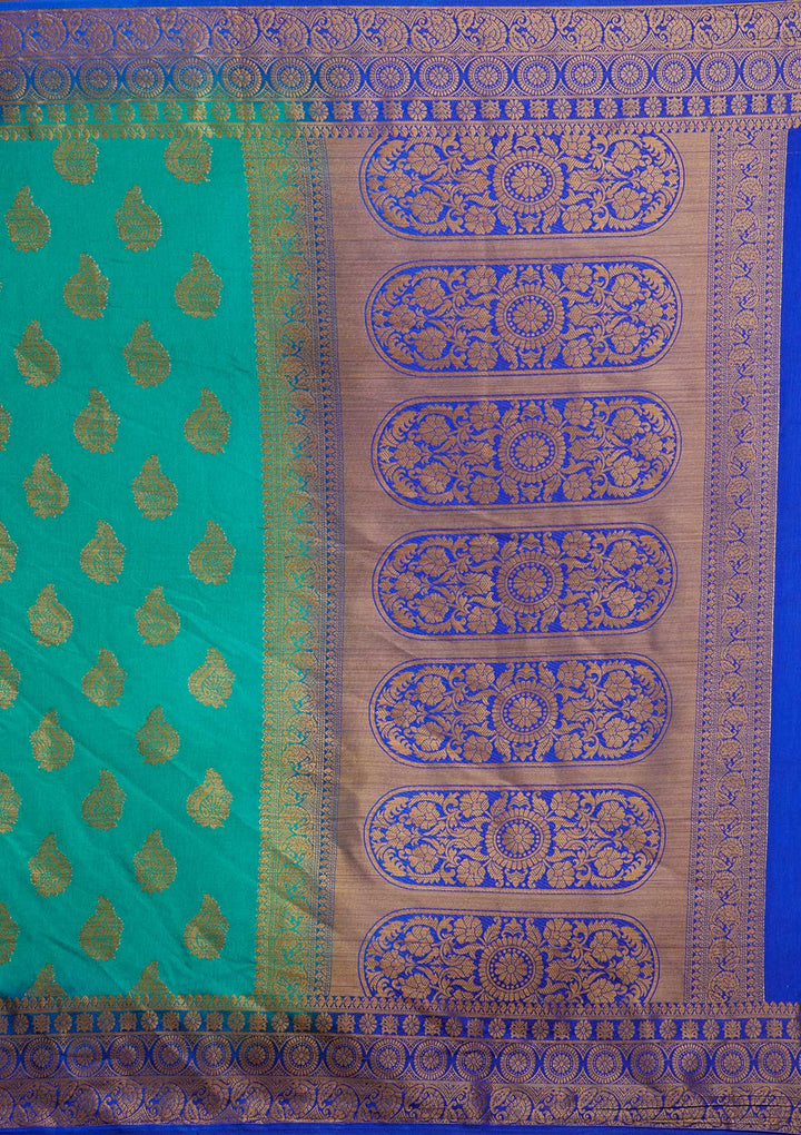 Rama Green Zariwork Art Silk Saree-Koskii