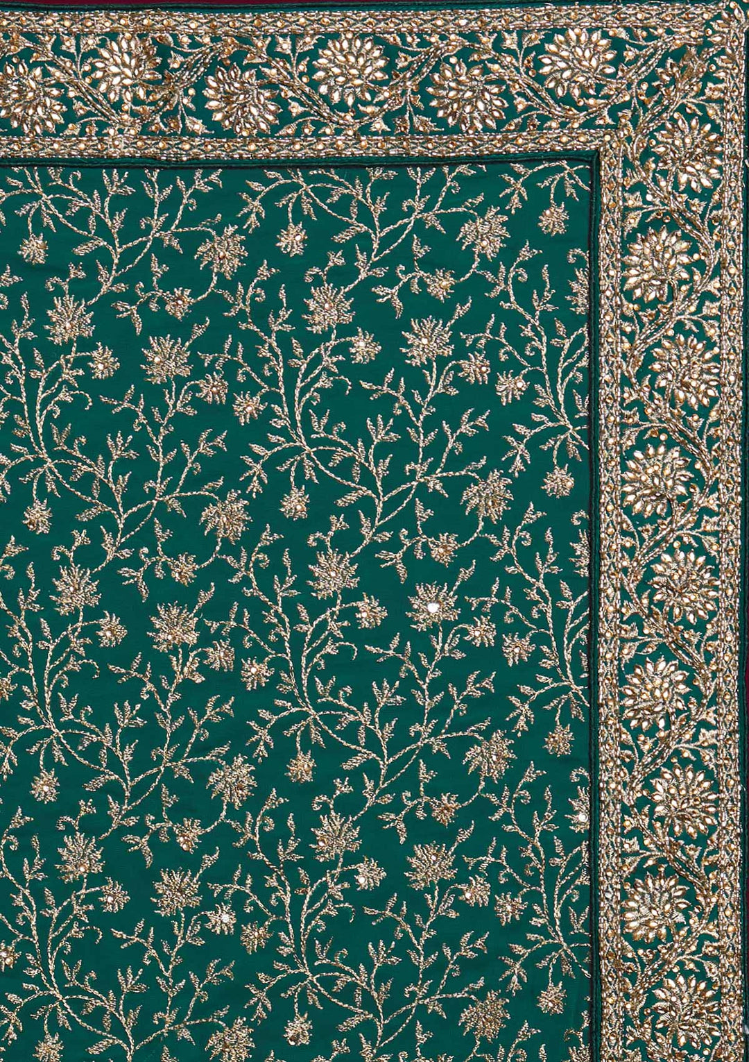 Rama Green Zariwork Georgette Designer Saree - Koskii