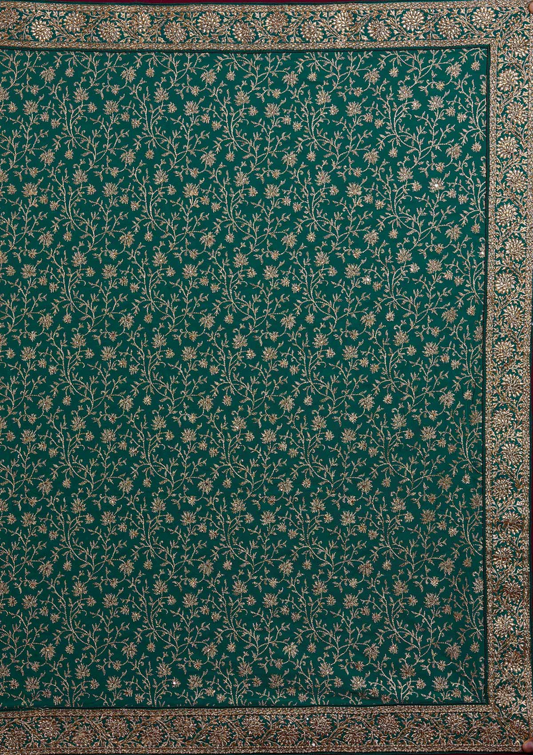 Rama Green Zariwork Georgette Designer Saree - Koskii