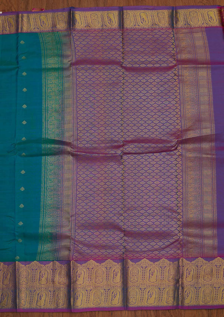 Rama Green Zariwork Pure Silk Designer Saree - koskii