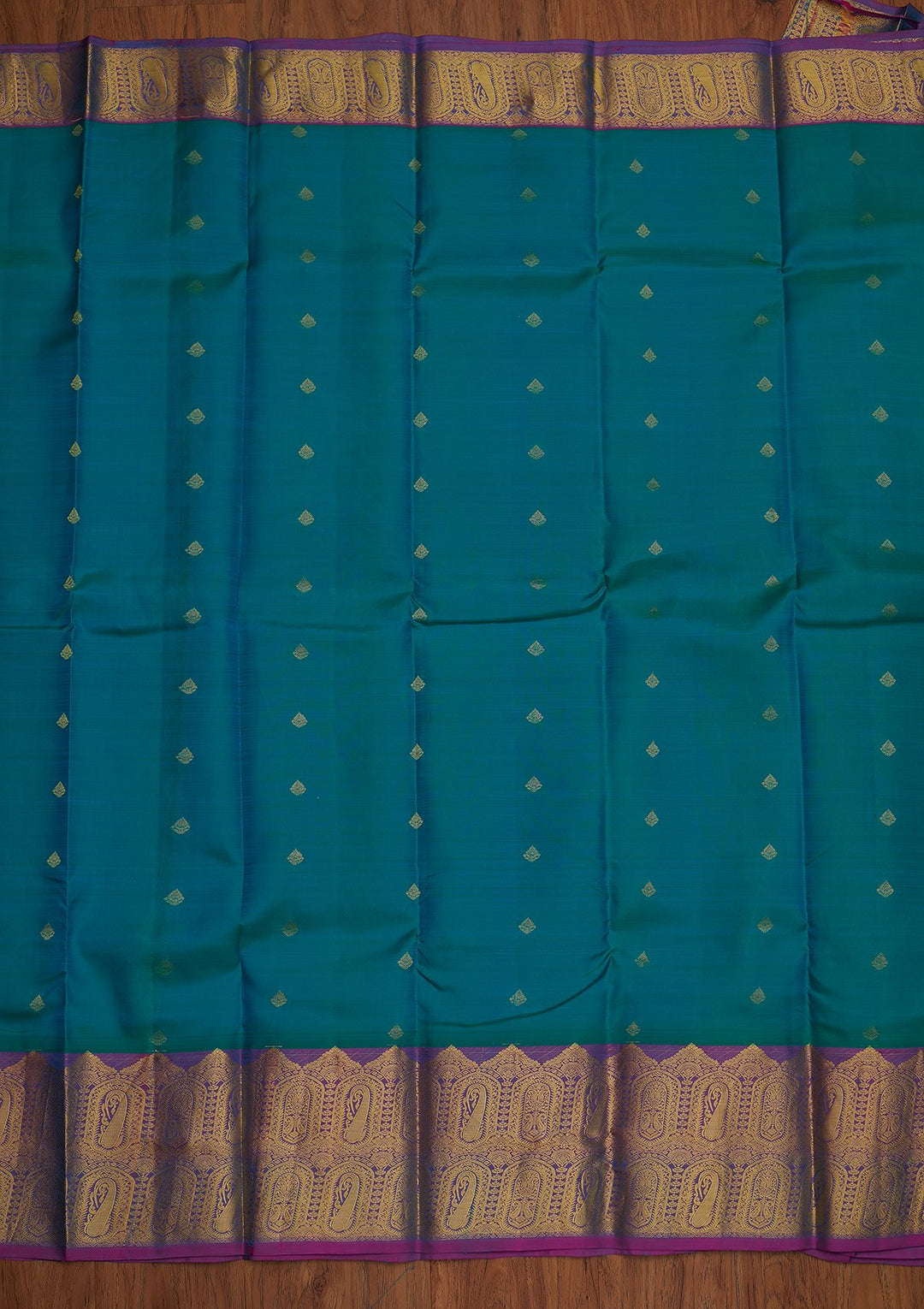 Rama Green Zariwork Pure Silk Designer Saree - koskii