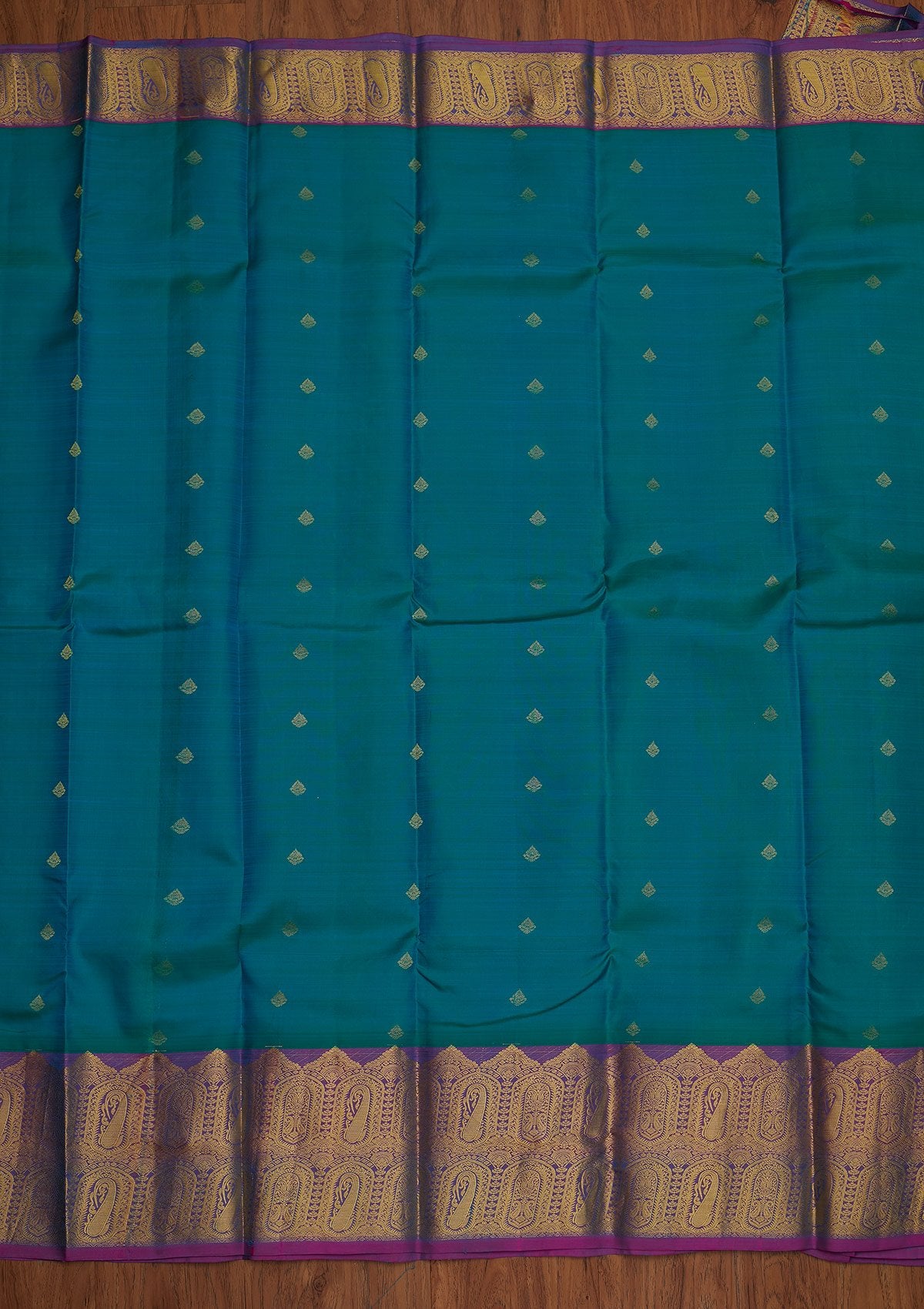 Rama Green Zariwork Pure Silk Designer Saree - koskii