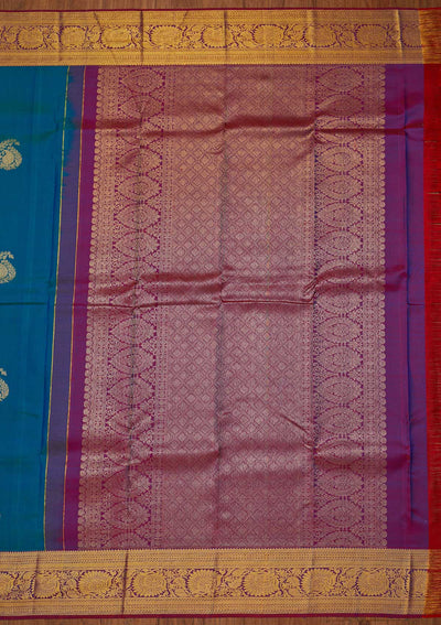 Rama Green Zariwork Pure Silk Designer Saree - koskii