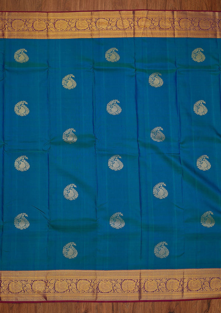 Rama Green Zariwork Pure Silk Designer Saree - koskii