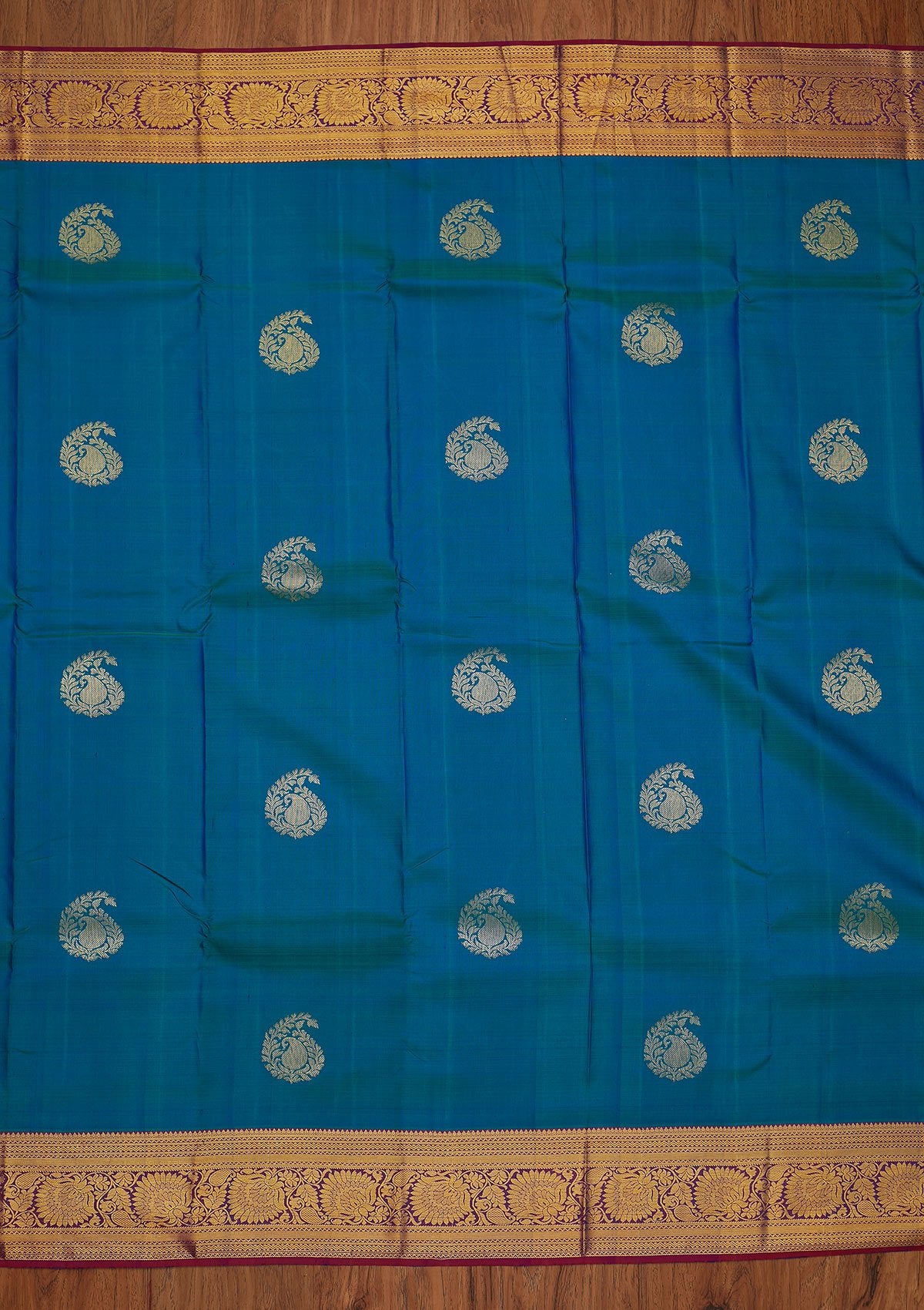 Rama Green Zariwork Pure Silk Designer Saree - koskii