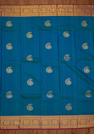 Rama Green Zariwork Pure Silk Designer Saree - koskii