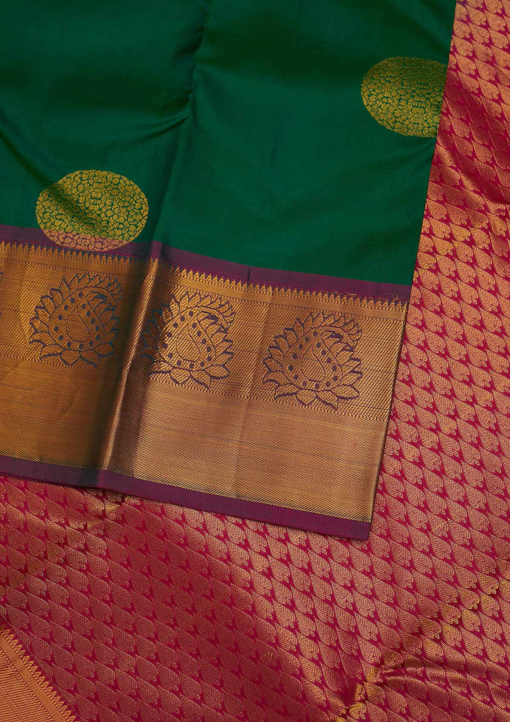 Rama Green Zariwork Pure Silk Designer Saree - Koskii