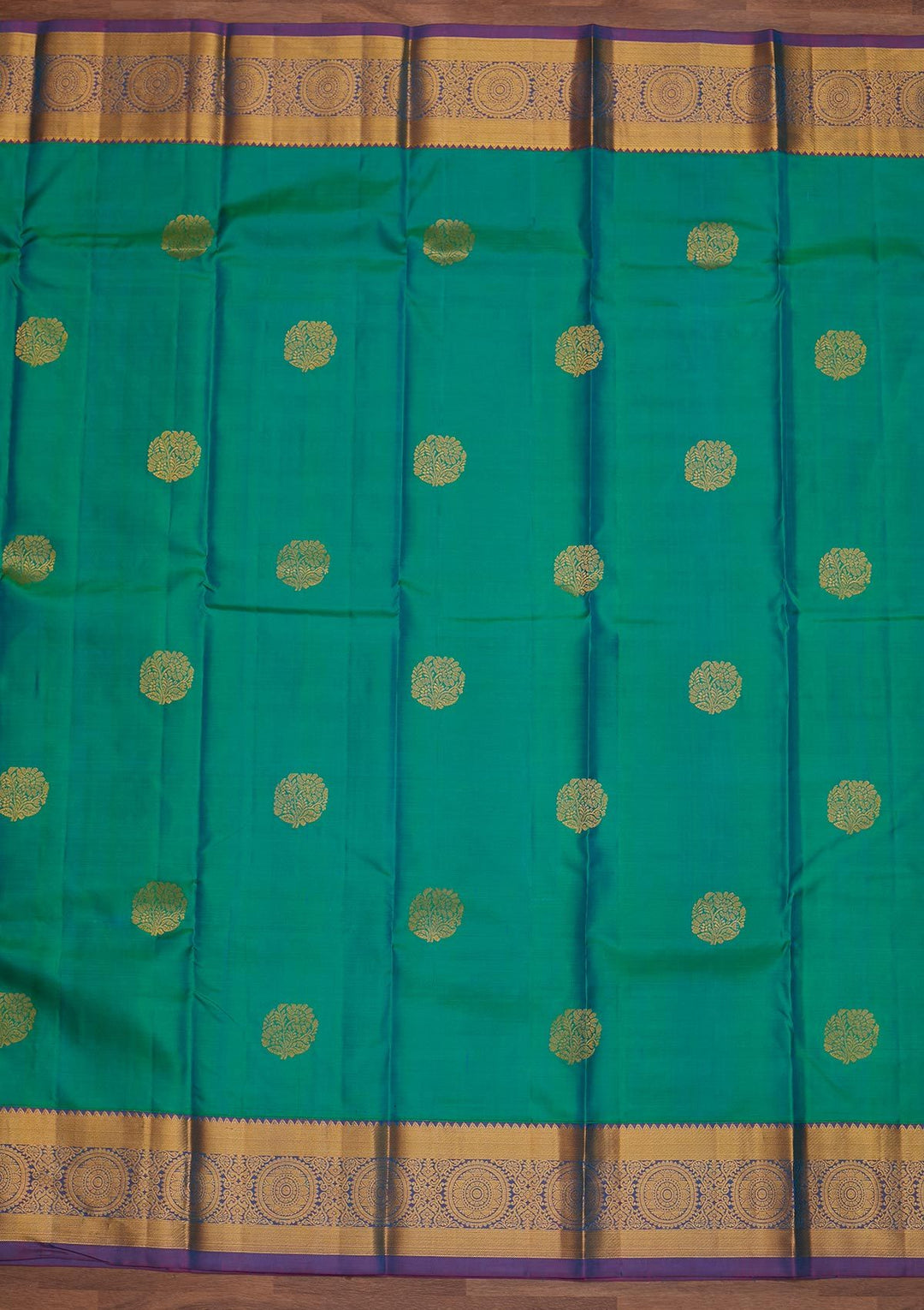 Rama Green Zariwork Pure Silk Designer Saree - Koskii