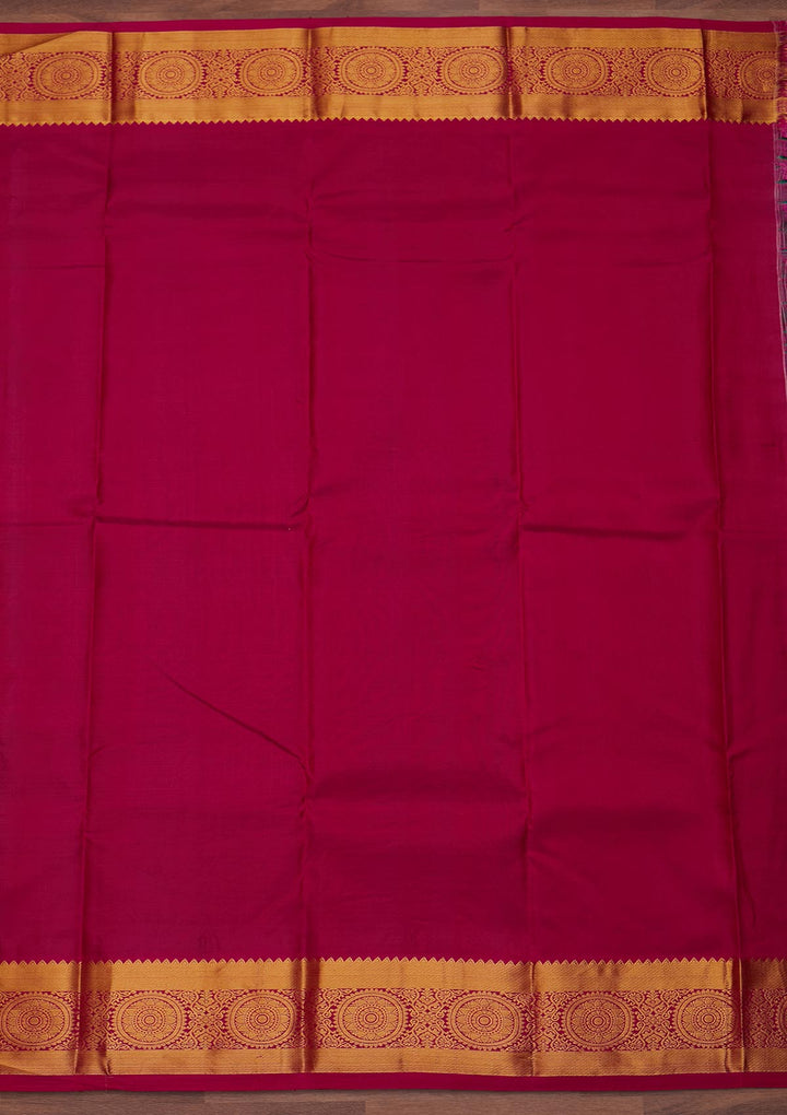 Rama Green Zariwork Pure Silk Designer Saree - Koskii