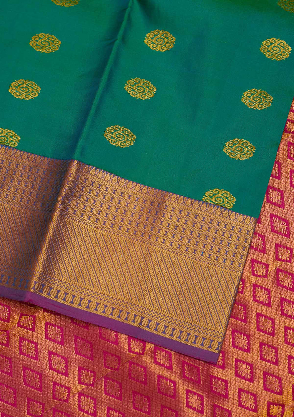 Rama Green Zariwork Pure Silk Designer Saree - Koskii