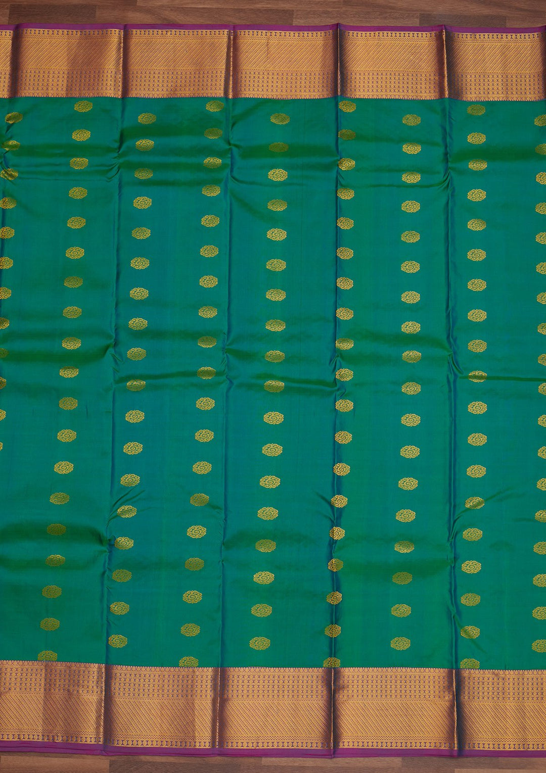 Rama Green Zariwork Pure Silk Designer Saree - Koskii