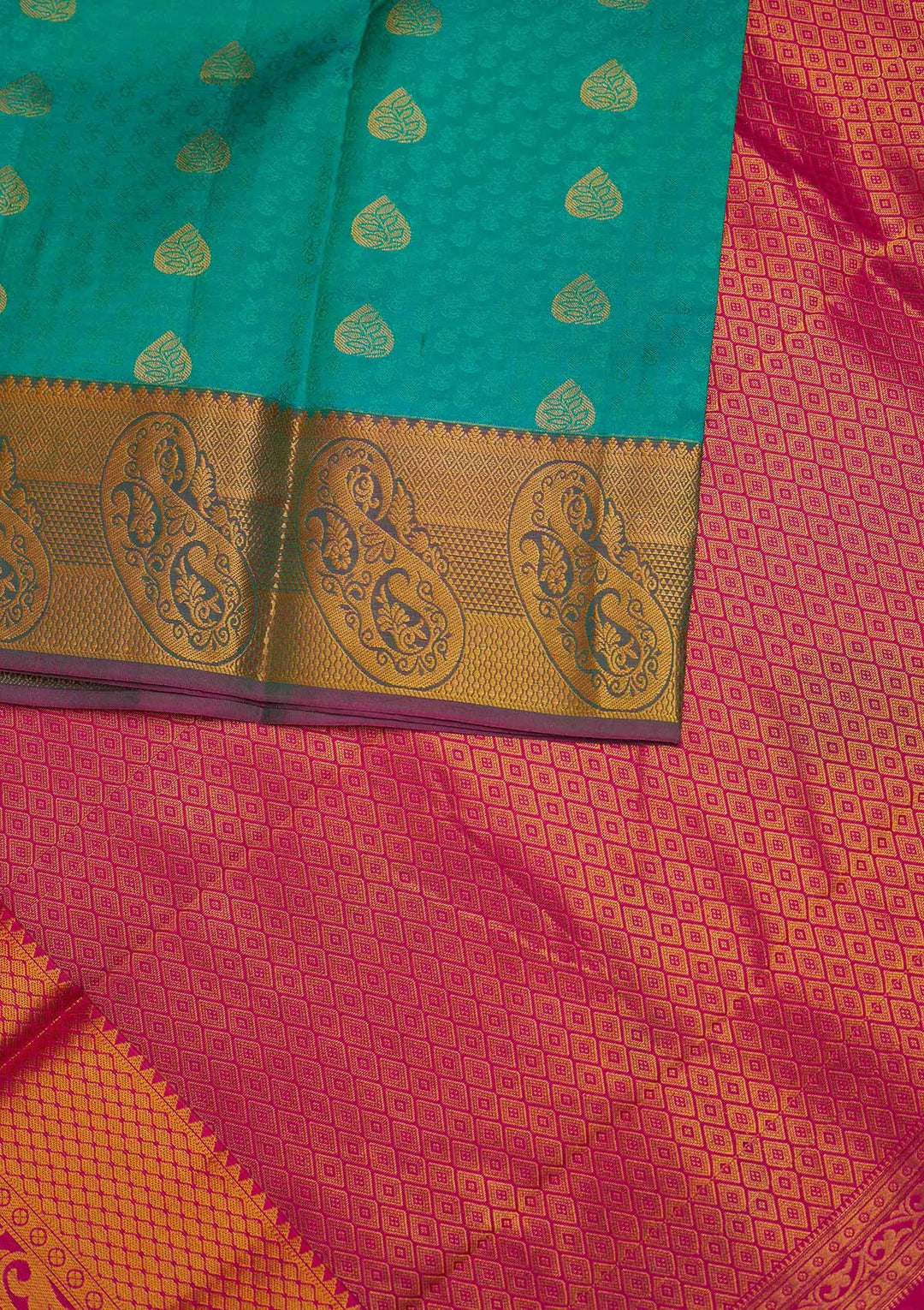 Rama Green Zariwork Pure Silk Designer Saree - Koskii