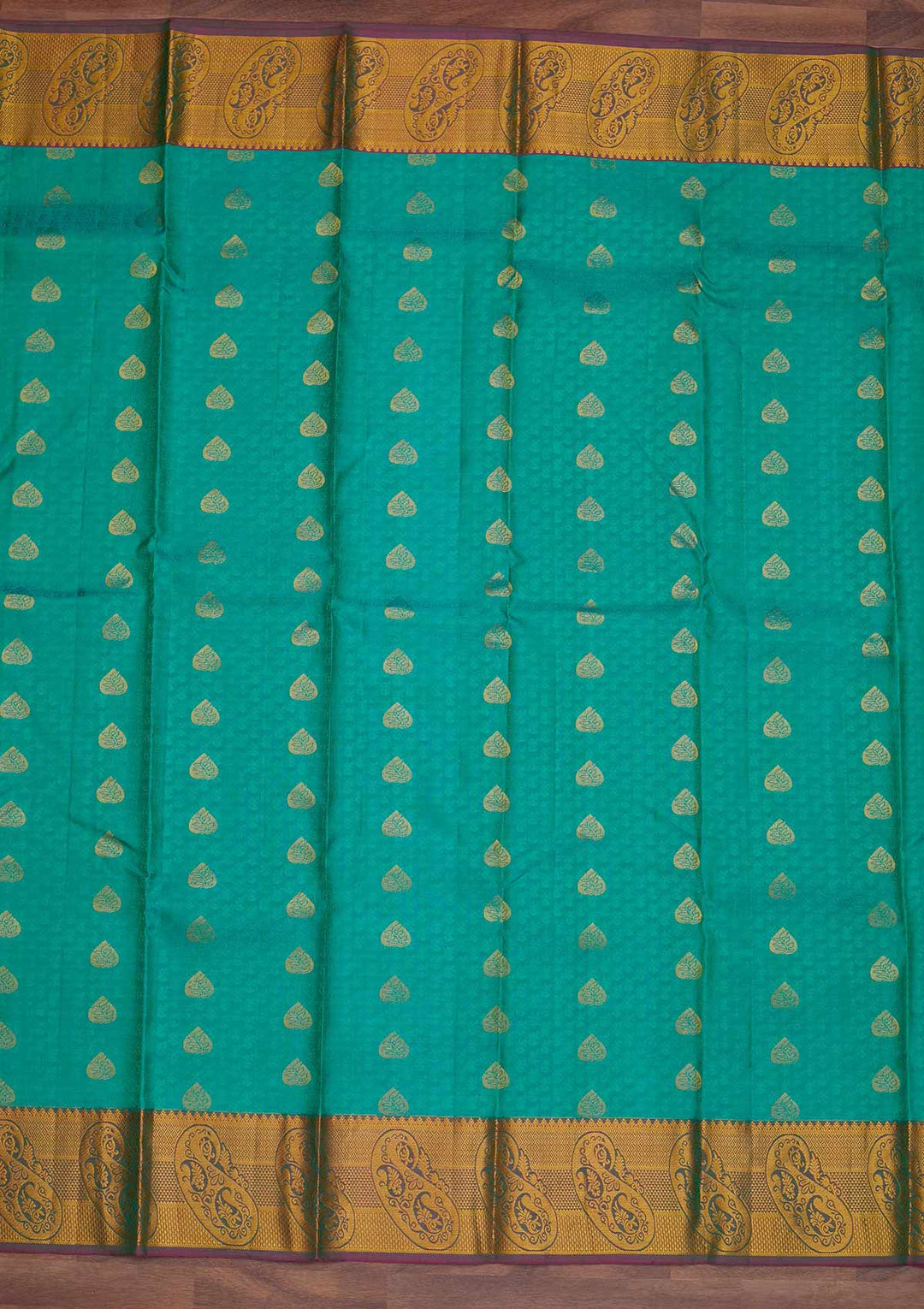 Rama Green Zariwork Pure Silk Designer Saree - Koskii