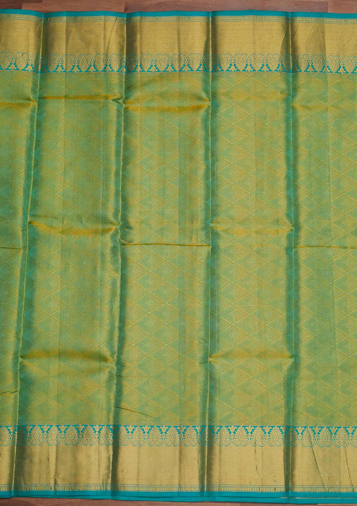 Rama Green Zariwork Pure Silk Designer Saree - Koskii