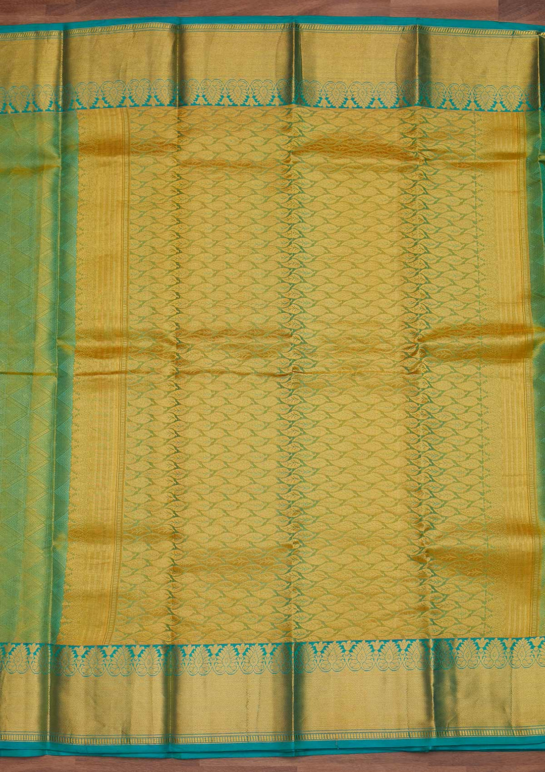 Rama Green Zariwork Pure Silk Designer Saree - Koskii