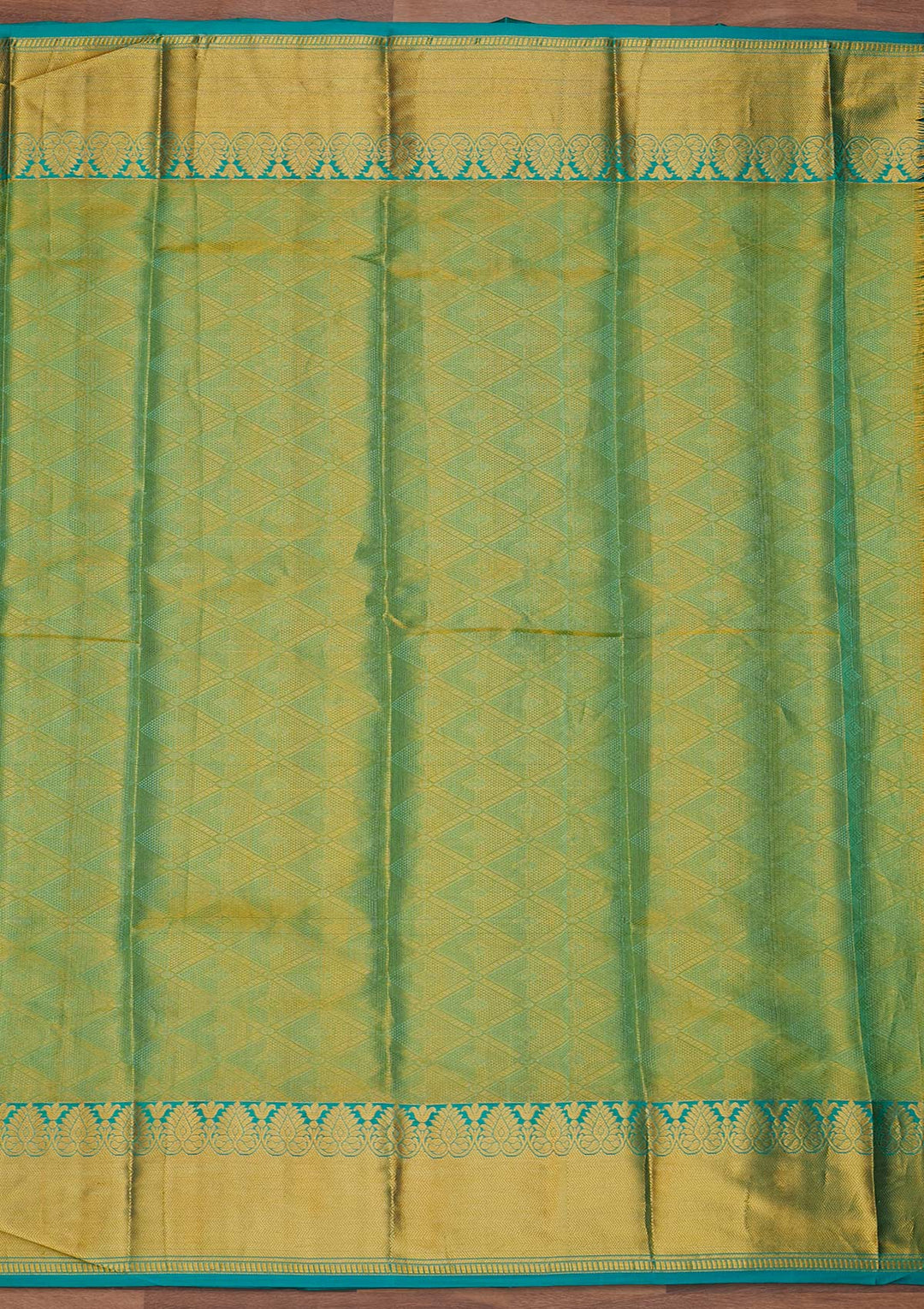 Rama Green Zariwork Pure Silk Designer Saree - Koskii