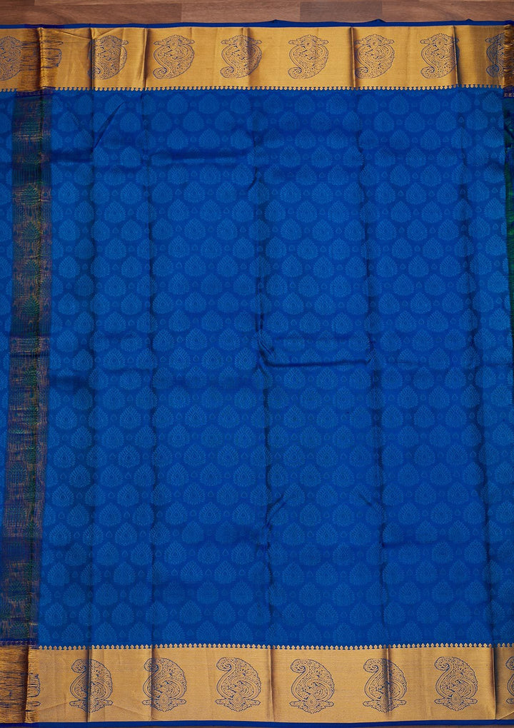 Rama Green Zariwork Pure Silk Designer Saree - Koskii