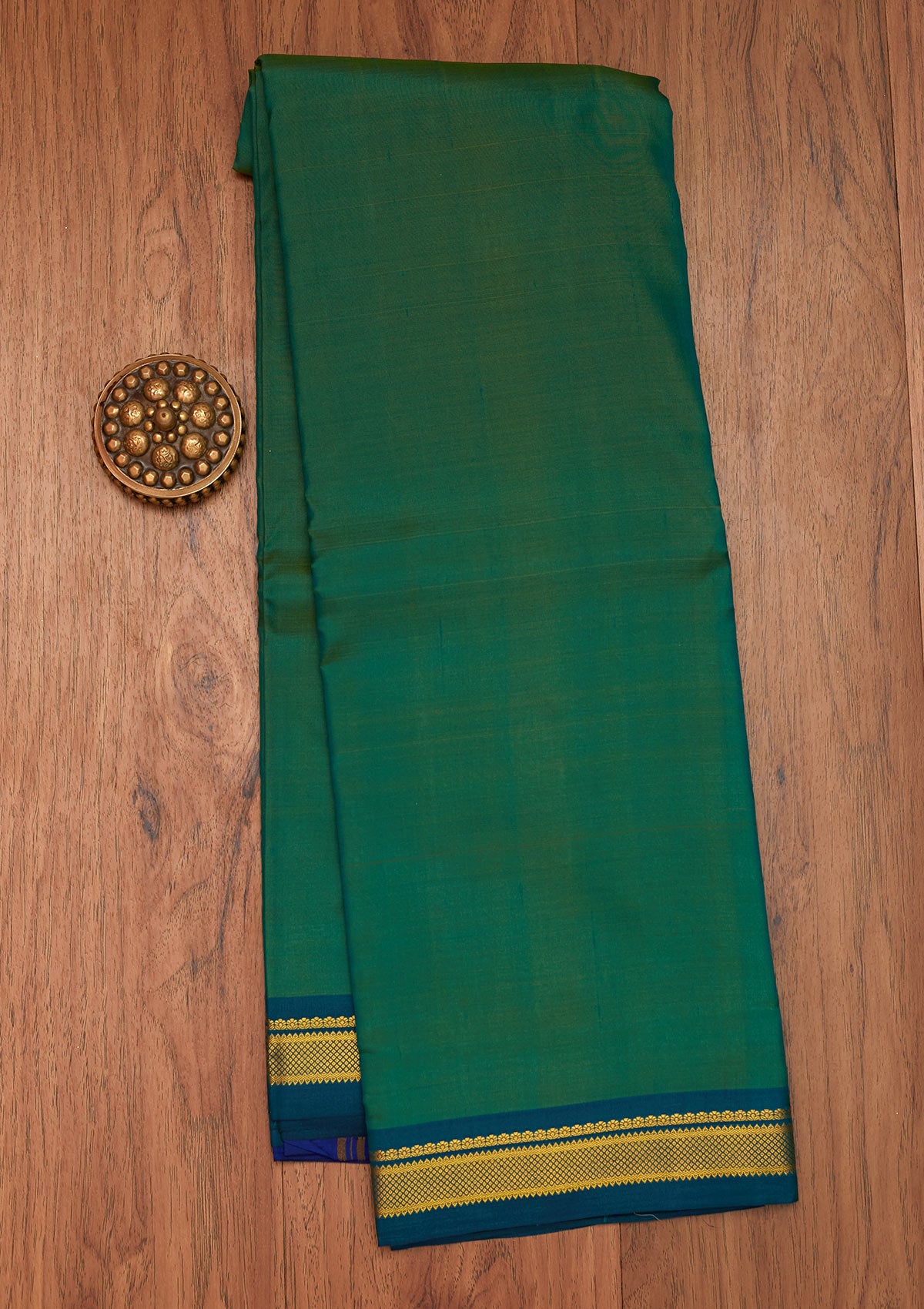 Rama Green Zariwork Pure Silk Saree- Koskii