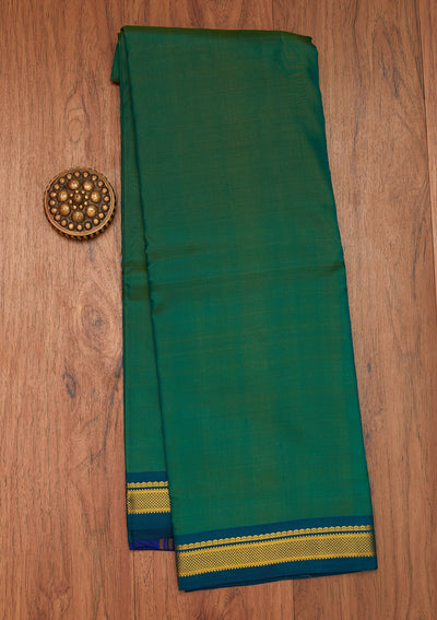 Rama Green Zariwork Pure Silk Saree- Koskii