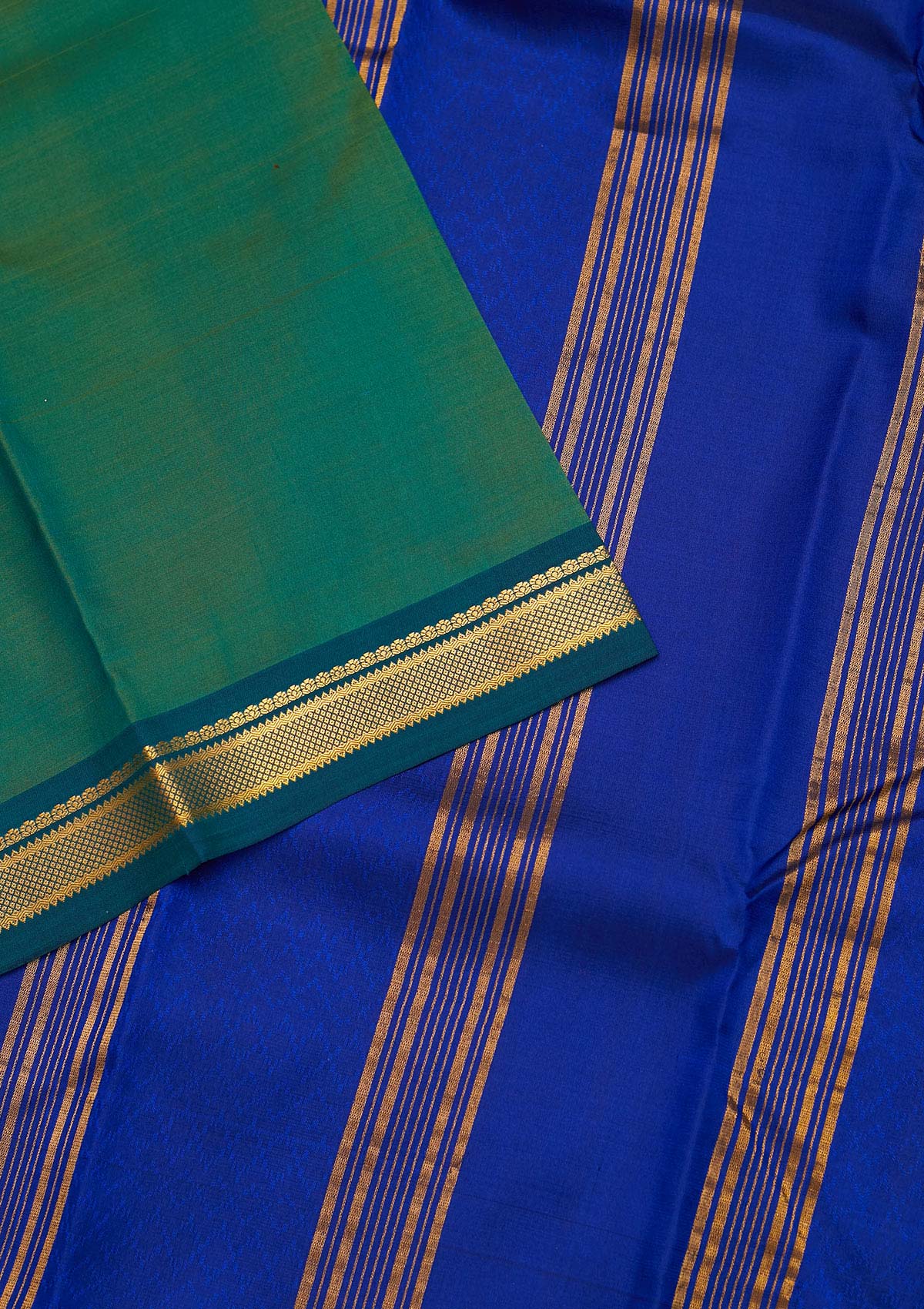 Rama Green Zariwork Pure Silk Saree - Koskii