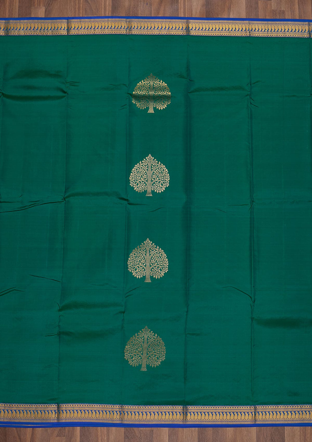 Rama Green Zariwork Pure Silk Saree-Koskii