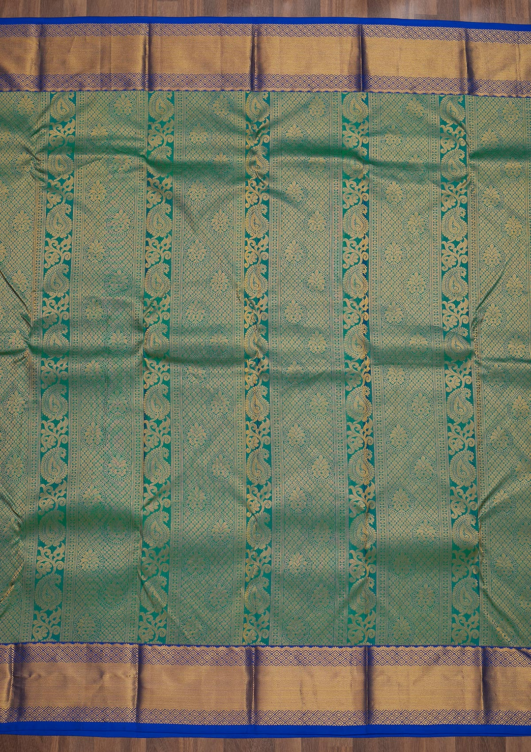 Rama Green Zariwork Pure Silk Saree-Koskii