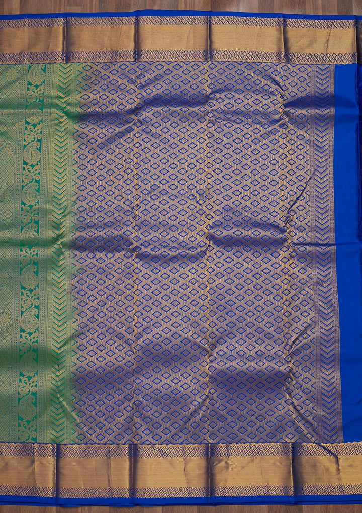 Rama Green Zariwork Pure Silk Saree-Koskii