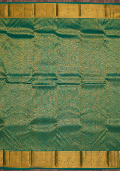 Rama Green Zariwork Pure Silk Saree-Koskii