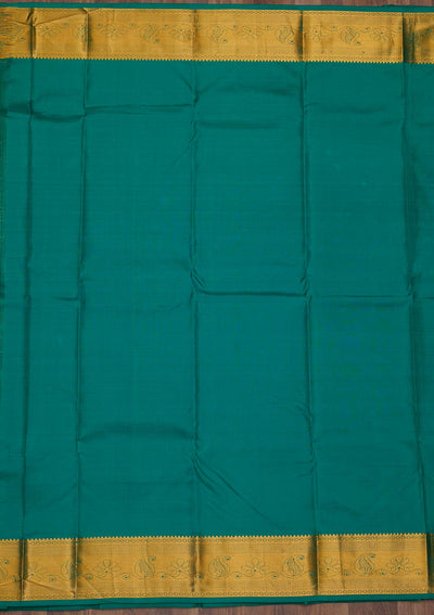 Rama Green Zariwork Pure Silk Saree-Koskii