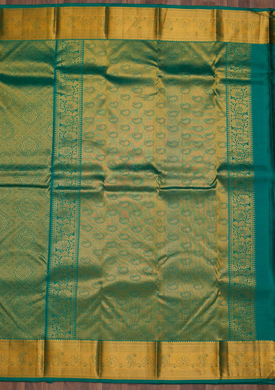 Rama Green Zariwork Pure Silk Saree-Koskii