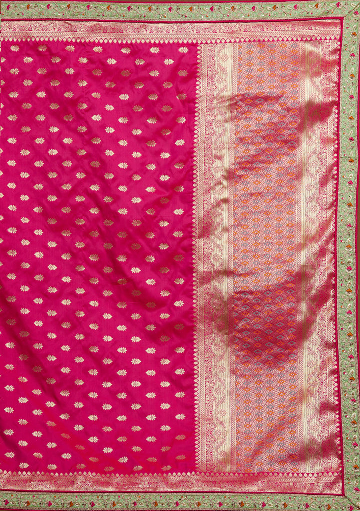 Rama Green Zariwork Raw Silk Designer Lehenga-Koskii