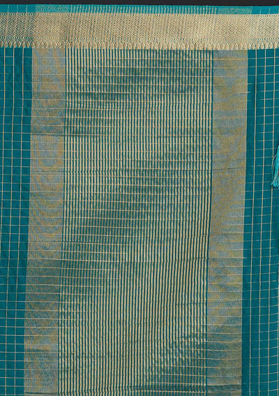 Rama Green Zariwork Tissue Designer Saree - koskii