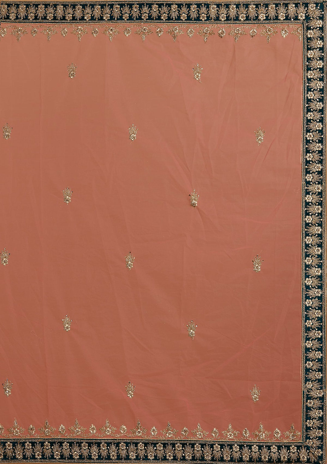 Rama Green Zariwork Velvet Designer Semi-Stitched Lehenga - koskii