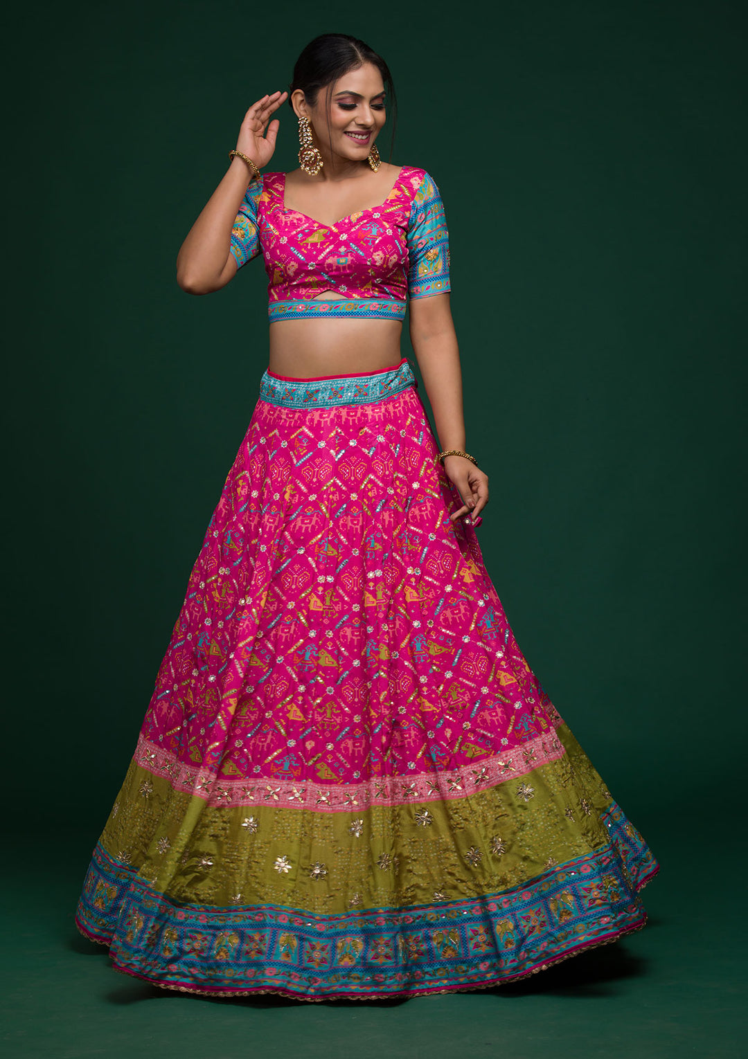 Rani Pink Gotapatti Art Silk Lehenga-Koskii