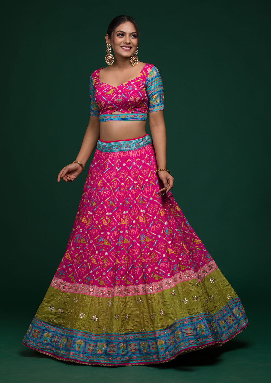 Rani Pink Gotapatti Art Silk Lehenga-Koskii