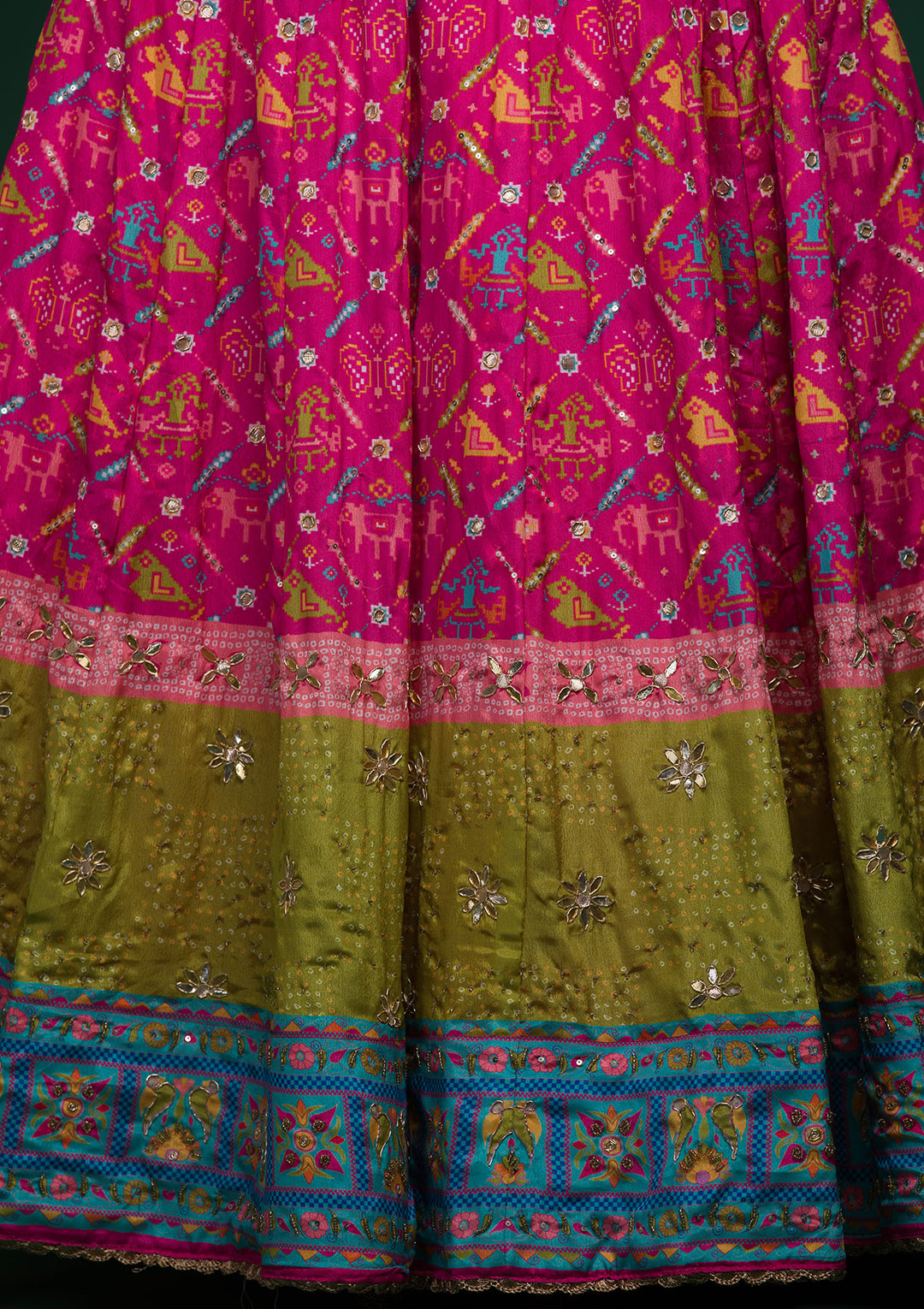Rani Pink Gotapatti Art Silk Lehenga-Koskii